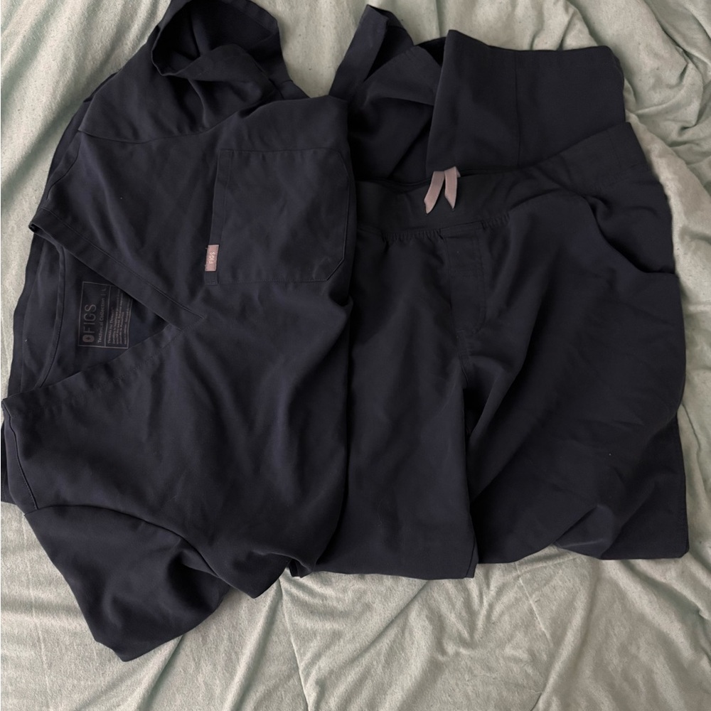 Navy blue fig brand scrub set